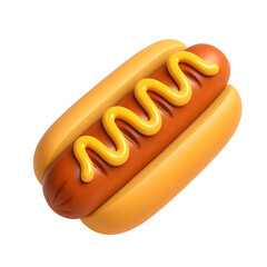 3D hot dog with mustard and sausage in bun