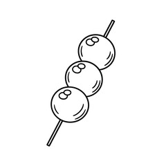 Simple hand drawn sketch of three round berries on a stick