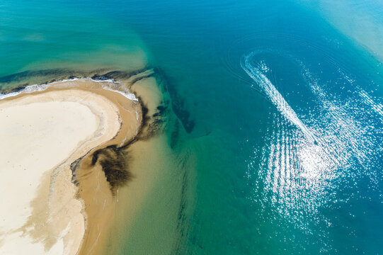 Looking down on sandbar in a tidal creek at Seventeen Seventy, Queensland.