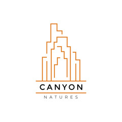 Canyon cliffs line minimalist logo design vector