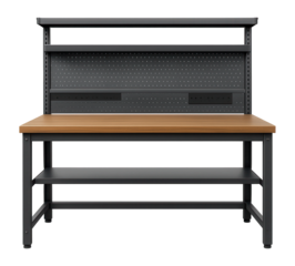 Modular workbench for customizable setups in a professional workshop.