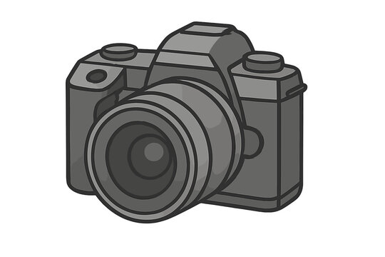 Fototapeta Professional digital camera with large zoom lens isolated on white background