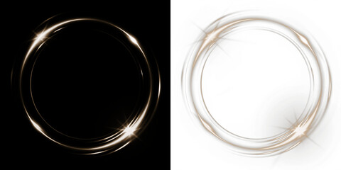 Elegant light circle overlay with shimmering effects on black and white backgrounds, perfect for enhancing designs and adding a touch of sophistication to visual projects