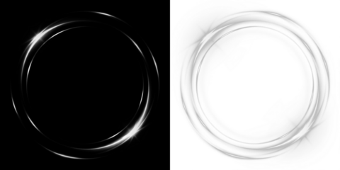 Circular light overlay with transparent edges, featuring a glowing effect on a black and white background, ideal for creative design projects and visual enhancements