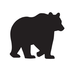 Fototapeta premium TLE: Bold black bear silhouette walking in profile. Simple vector graphic icon of a wild animal with a lifted paw