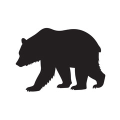 Fototapeta premium TLE: Bold black bear silhouette walking in profile. Simple vector graphic icon of a wild animal with a lifted paw