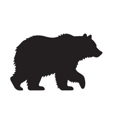 Fototapeta premium TLE: Bold black bear silhouette walking in profile. Simple vector graphic icon of a wild animal with a lifted paw