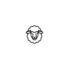 Stylized, black outline of a sheep's face with fluffy wool