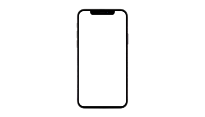 A front-facing smartphone with a dark screen, isolated against a black background
