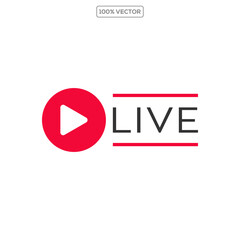 Live Button Vector, Modern Red Streaming Icon Design template on Transparent Background