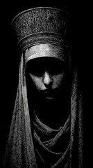 A haunting Slavic nun stands in silence, her presence bridging faith, myth, and the darker side of spirituality.