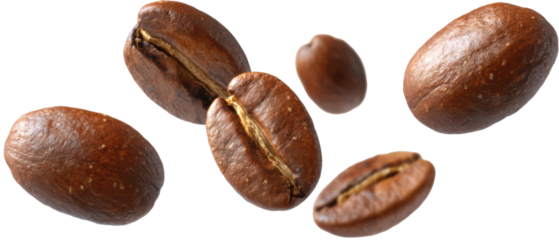 Freshly Roasted Coffee Beans Isolate on Transparent Background, png