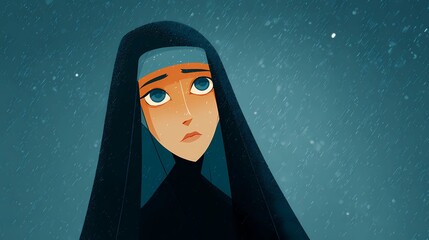 A haunting Slavic nun stands in silence, her presence bridging faith, myth, and the darker side of spirituality.