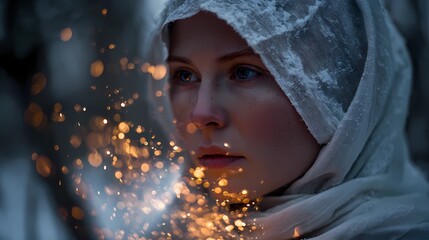 A haunting Slavic nun stands in silence, her presence bridging faith, myth, and the darker side of spirituality.
