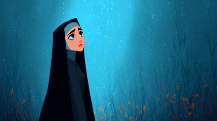 A haunting Slavic nun stands in silence, her presence bridging faith, myth, and the darker side of spirituality.