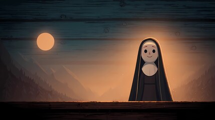 A haunting Slavic nun stands in silence, her presence bridging faith, myth, and the darker side of spirituality.
