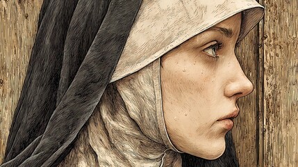 A haunting Slavic nun stands in silence, her presence bridging faith, myth, and the darker side of spirituality.