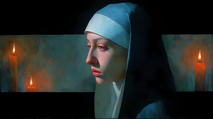 A haunting Slavic nun stands in silence, her presence bridging faith, myth, and the darker side of spirituality.