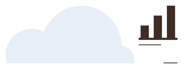 Cloud shape beside ascending bar chart illustrating growth, progress, and analytics. Ideal for technology, data storage, business growth, cloud computing, analytics, performance tracking financial