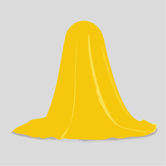 Cartoon bathroom element yellow color towel bath time in flat style vector illustration mockup for
2