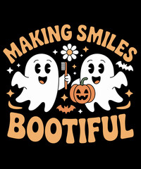 Retro Making Smiles Bootiful Funny Ghost Dentist Halloween Dental