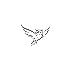 Stylized owl icon in flight
