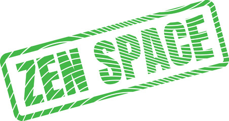 Peaceful green Zen Space stamp design with textured striped effect for tranquil environments