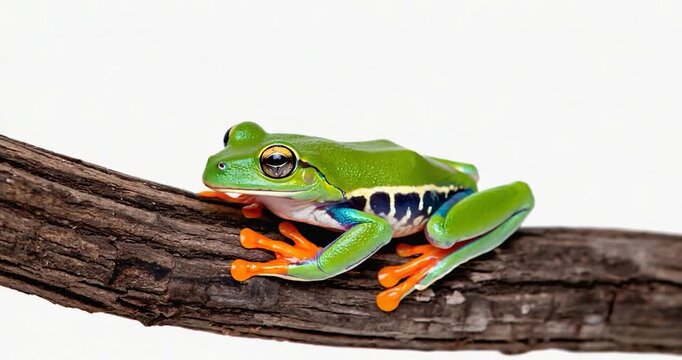 Tropical tree frog on branch