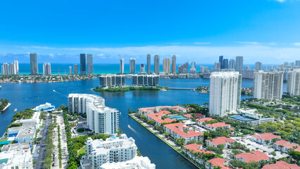 Miami Beach, Sunny Isles and Island Estates drive aerial view