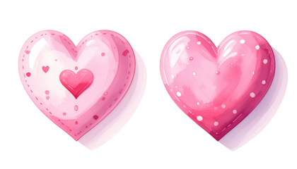 Polka dot heart collection for Valentine and love themes isolated on transparent background