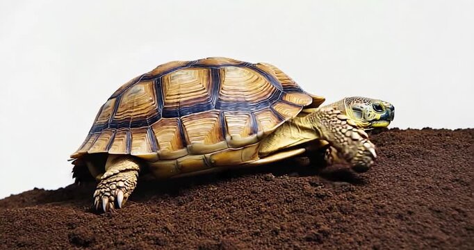 Turtle on dark soil