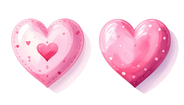 Polka dot heart collection for Valentine and love themes isolated on transparent background