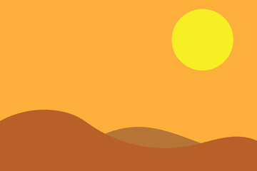 Abstract vector art background design with a sunrise or sunset theme in the mountains