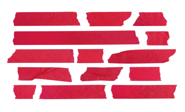Set old red masking crepe paper tape materials set used for graphic design banner retro vintage style isolated on transparent background or png file. - Powered by Adobe