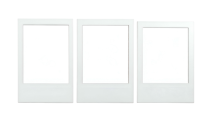 Three blank, vintage-style photo frames arranged side-by-side, ready for image insertion