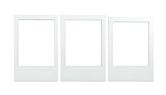 Three blank, vintage-style photo frames arranged side-by-side, ready for image insertion