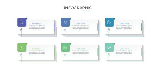 Vector Infographic label design template with icons and 6 options or steps.