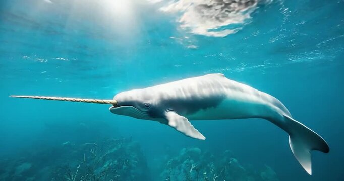Underwater whale swimming