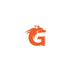Obraz premium Letter G incorporating a stylized fox head in orange