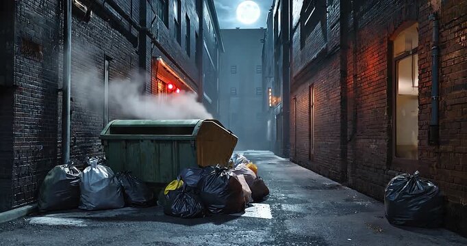 Urban alleyway night scene