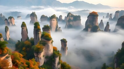 Floating Zhangjiajie Pillars