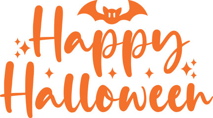 Happy Halloween typography clip art design on plain white transparent isolated background for card, shirt, hoodie, sweatshirt, apparel, card, tag, mug, icon, poster or badge