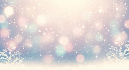 Fototapeta premium Winter Wonderland Background with Snowflakes and Bokeh Lights, Christmas