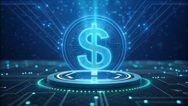 Digital dollar symbol futuristic technology finance business growth