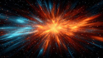 Neon blue and red abstract background showing galaxy explosion. Futuristic space concept for party or celebration.