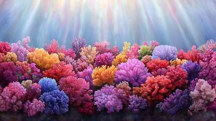 Vibrant Underwater Coral Reef in Sunlight