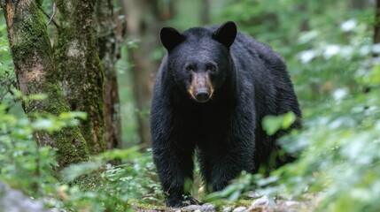 Fototapeta premium North Carolina Bear: Black Bear Wildlife in Western Mountains. Large, Strong, and Furry Animal in the Wild