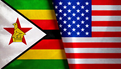 Fototapeta premium アメリカの国旗とジンバブエの国旗(USA Flag & Zimbabwe flag.) 