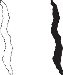 A simple illustration depicting two wavy vertical black and white shapes