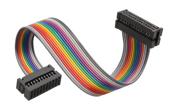 Flat ribbon cables with IDC connectors for computer diagnostics.
